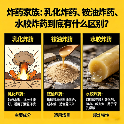 巩义炸药家族：乳化炸药、铵油炸药、水胶炸药到底有什么区别？